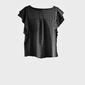 Monteau Black and White Flutter Sleeve Blouse